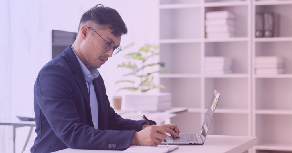 man working on a laptop